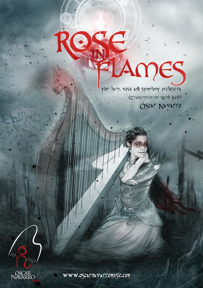 ROSE IN FLAMES – For harp, voice and Wind Band